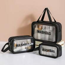 Túi đựng mỹ phẩm/đồ dùng cá nhân thời trang, chống thấm nước, trong suốt bằng chất liệu PU, dung tích lớn, xách tay, bán - Nhiều màu - Xem 9