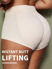 1件装女士提臀塑形短裤，带臀垫，凸显曲线，女士塑身内裤 - 杏色 - 查看 2