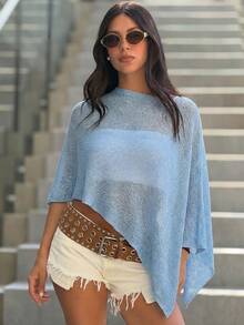 1件装女士轻薄透气头巾/披肩，多功能防晒围巾，适合夏季海滩、户外旅行、四季佩戴，尤其适合春、夏、秋季。 - 淺藍色 - 查看 1