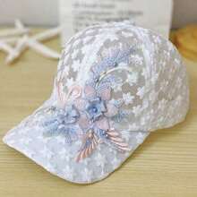 Lace-Faced Colorful Flower Fashionable And Versatile Baseball Cap, A Nice Sun Protection And Sunshade Cap For Travel, A Beautiful, Comfortable And Casual Baseball Cap For Daily Use, A Gift For Friends - Blue - View 6