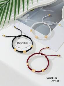 Bộ 1/2 vòng tay bện hình trái tim cổ điển, thiết kế hình giọt dầu màu đỏ và đen, thích hợp cho các cặp đôi và bạn thân, phù hợp để đeo hàng ngày, dự tiệc, ngày Valentine, vòng tay nữ phong cách Trung Đông thanh lịch và tinh tế. - Trái tim - Xem 9