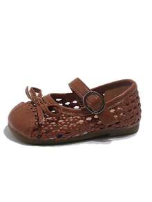 Giày sandal đế bằng Mary Jane dệt kim năm 2026 dành cho bé gái, mùa hè. - màu nâu - Xem 6