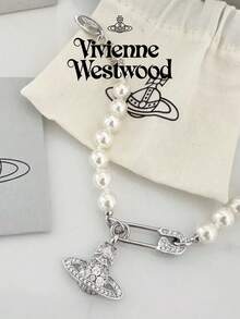 Vivienne Westwood Lucrece Collection Pin Saturn Pearl Bracelet Silver Tone, Brass - 銀色 - 查看 9
