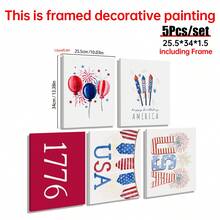 5PCS 1776 250th Independence Day Limited Edition American Canvas Murals - July 4th Patriotic Poster, Used For Room Aesthetic Home Decoration, Minimalist Wall Art Optional Frame Room Decoration Murals, Wall Decoration For Living Rooms, Bedrooms, Offices, Bars, University Dormitories - 5pcs - View 5