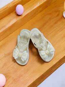Giày sandal hở mũi đính nơ lấp lánh dễ thương cho bé gái, thoáng khí, chống trơn trượt, thích hợp cho kỳ nghỉ biển. - trắng - Xem 3