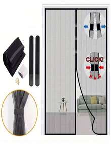 1pc Heavy Duty Door Curtain, With Full Frame Hooks, Made Of Polyester Mesh Material, Pet Friendly Design, Anti-Insect, Suitable For Doors Up To 38x82 Inches - Multicolor - View 9