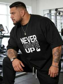 Plus Size Men's Fashion Loose Short Sleeve T-Shirt | Exquisite Design | Summer Essential | Easy To Match | Showcase Your Style, Suitable For Daily Wear, Sports, Vacation, Summer, Fitness And Exercise, A Perfect Gift For Your Husband - Black - View 4