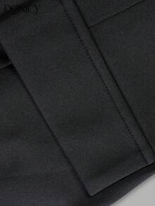 DONICY Vestido mini negro sin mangas para mujer, vestido ajustado con cuello cuadrado y cremallera delantera sexy - Negro - Ver 5