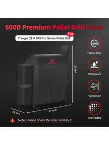 Comnova Grill Cover For Traeger Pro 22 & 575 Series - 600D Wood Pellet Smoker Cover For Traeger Waterproof & Heavy Duty, Premium Pellet BBQ Cover For Traeger Pro 22 / Pro 575, Z Grills 550B And More - Màu đen - Phù hợp với dòng sản phẩm Traeger Pro 22/575 - Xem 2