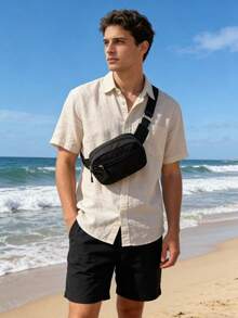 男士黑色雏菊胸包休闲尼龙斜挎包，适合日常旅行和音乐节 - 彩色 - 查看 8