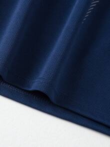 2pcs/Set Setelan Olahraga Musim Panas Pria Lengan Pendek, Lengan Pendek Leher Bulat Olahraga + Celana Pendek - Royal Blue - View 5