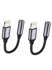 1/2/3 piezas Cable convertidor de audio trenzado, Adaptador de auriculares de 3.5 mm, Cable convertidor de enchufe y reproducción auxiliar compatible con iPhone 14 Pro Max/14 Pro/14 Plus/14/13/12/11/XS/XR/8/7/6/ Series Conector de audio estéreo tipo Lightning - Negro - Ver 9