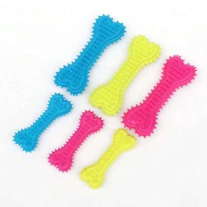 1个狗狗玩具，实心橡胶骨头形状，心形TPR材质，带凸起磨牙颗粒，多种尺寸可选