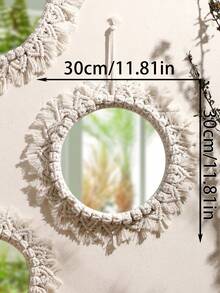 1/3pcs Round Tassel Fringe Mirror, Bohemian Sunrise Style Wall Decor, Decorative Hanging Mirror For Living Room Bedroom, Boho Minimalist Farmhouse Home Decor, Vintage Aesthetic, Suitable For Bohemian And Farmhouse Style Rooms, Suitable For Dorm, Entryway, Living Room Bedroom Wall Decor, Suitable For Cozy Farmhouse Or Natural Style Interior, Unique Home Wall Mirror Decor, Vintage And Modern Aesthetic Design - Multicolor - View 11