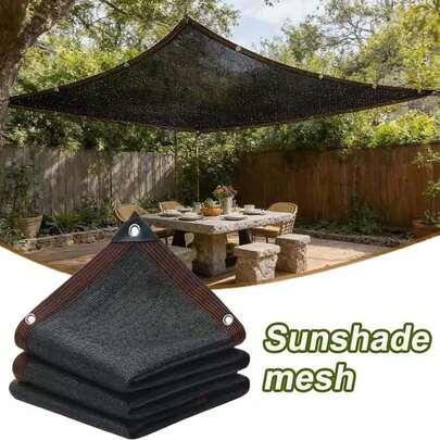 1pc Black Shade Cloth With Grommets - 80-85% UV Block, 81-90% Shading Rate, Durable Plastic Material For Outdoor Use - Ideal For Patio, Balcony, Pergola, Greenhouse, - Blackout Curtain