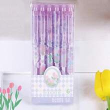 6 Pcs Erasable Gel Pens Retractable Tulip Flower 0.5mm Fine Point Black Ink Writing Pens For Office School Use Women Girls - Mực đen Tulip - Xem 7