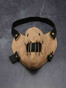 1pc Halloween Party Punk Vintage Zipper Leather Face Mask Unisex Fashion Accessory Decoration Mask, Suitable For Gifts - 黑色 - 查看 7