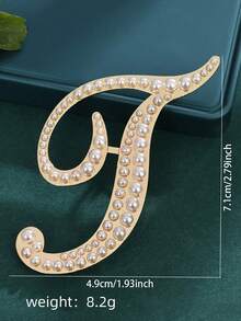 1pc Fashionable Creative Pearl A-Z English Letter Gold Brooch, Versatile Minimalist Accessory Pin For Men And Women - Gold - View 30