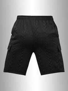 男士夏季运动短裤，带抽绳腰带和侧袋，适合休闲运动和日常穿着。 - 黑色 - 查看 4