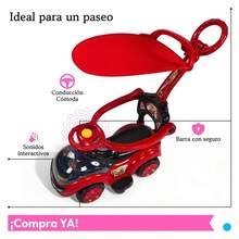 THE BABY SHOP Montable Correpasillos con Bastón Parental Desmontable, Volante Funcional, Luz, Sonido y Toldo - Para Niños de 3 a 6 Años - Rojo - Ver 4