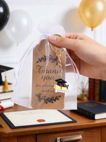 6 Sets Abschluss Organza Tasche und Schlüsselanhänger Set, Doktorhut Schlüsselanhänger mit Danke Kraftpapier Anhängern & Mesh Taschen, Abschlussklasse 2026 Dekorationen, Abschlussfeier Zubehör, Abschlussfeier Gastgeschenke, Glückwünsche Abschlussfeier Dekoration, Abschluss Heim Dekoration, Abschluss Geschenke - mehrfarbig - Übersicht 9