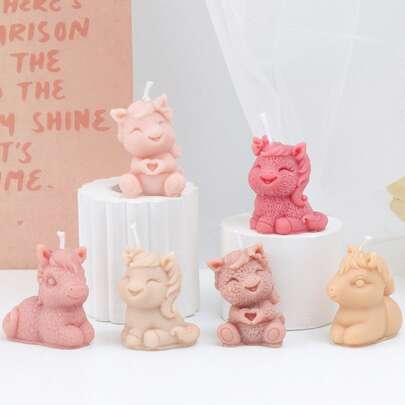 Zhonghui Mold Bộ khuôn nến silicon hình ngựa dễ thương, khuôn làm nến, xà phòng, nhựa, thạch cao tự làm, khuôn sáp thơm dùng cho quà tặng thủ công trang trí.