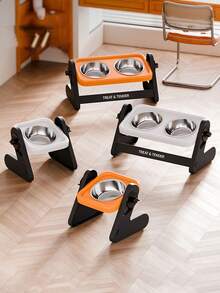 1 bát ăn cho thú cưng bằng thép không gỉ có thể điều chỉnh độ cao, bát đơn nhiều tầng bảo vệ cổ cho chó nhỏ - nhiều màu - Xem 2