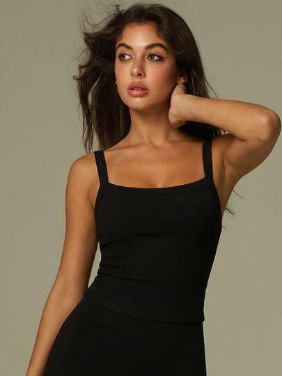 UONNOU 1pc Women's Cotton Elastic Sexy Backless Sports Tank Top, Fitted, Suitable For Yoga, Fitness, Running And Daily Workout