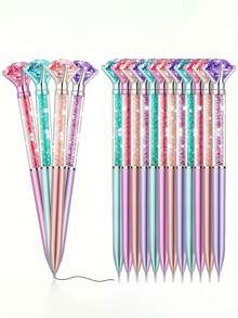 Elegant Rhinestone Studded Ballpoint Pen, Diamond Decorated Ballpoint Pen, Retractable Luxury Crystal Embedded Metal Pen, Cute Sparkling Rhinestone Roller Ball Pen/Gift Pen, 0.7mm Fine Tip, Dreamy Pink Gift Pen/Student Pen, Smooth Writing, Suitable For School And Office Use, Essential For Study And Back To School Season - Multicolor - View 4