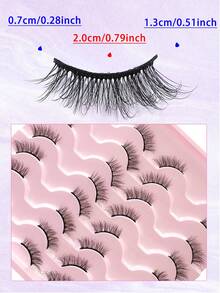 ENCHUW 16 Cặp Mi Giả Nửa Mi Tự Nhiên Kiểu Manga Mi Giả Lông Mịn Uốn Cong Mềm Mại Thích Hợp Cho Tiệc Tụ - màu đen - Xem 2
