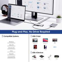 12-In-1 USB-C Docking Station & 2-In-1 Card Reader,Triple 4K HD Audio Video Port,100W PD,5Gbps USB 3.0,RJ45,Audio,For Laptop/PC/Tablet - View 6