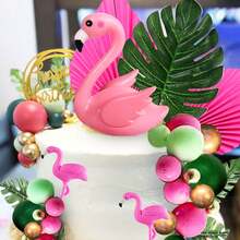 LaVenty Rosa Flamingo Kuchendeko, Hawaii-Themen Geburtstags-Party Hochzeitstorte Dekoration - Rosa - Übersicht 9
