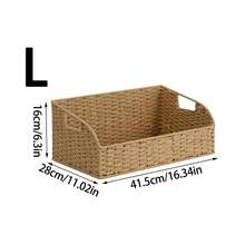 1 chiếc/3 chiếc (S+S+L) Giỏ đựng đồ hình chữ nhật đan bằng giấy, Giỏ đựng đồ đan thủ công kiểu Bohemian có tay cầm, Giỏ đựng đồ đan thủ công dùng để trang trí kệ phòng khách, đựng giấy vệ sinh, đồ trang trí bàn, đồ chơi và chìa khóa. - Màu be - Xem 9