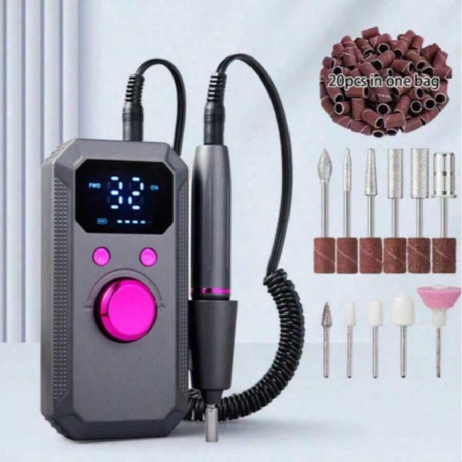 Máy mài móng tay điện sạc lại 20.000 vòng/phút, máy mài móng acrylic, gel và đánh bóng chuyên nghiệp cầm tay với 11 lưỡi mài, thiết kế không dây, phù hợp cho salon và gia đình, dụng cụ tốc độ cao, món quà tuyệt vời dành cho phụ nữ.