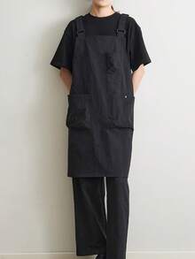 可调节口袋围裙 - 耐用涤纶长款围兜设计，颈部和腰部系带可调节，纯色实用厨房围裙，适合感恩节和节日烹饪、备餐，简约设计，耐用材质，专业厨师风格，3种颜色可选 - A - 查看 11