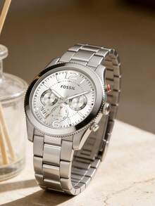 Đồng hồ nữ Fossil màu bạc, mặt số đa chức năng, dây đeo thép không gỉ, vỏ lớn 40mm, phong cách công sở thường ngày, máy quartz, chống nước 50M, món quà thanh lịch dành cho phái nữ ES3883 - trắng - Xem 2