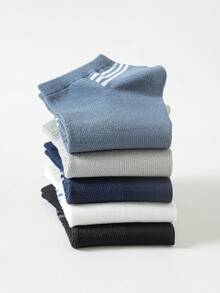 1/5 Đôi tất nam kẻ sọc bằng cotton, tất cổ thấp thoáng khí bằng lưới, tất mặc hàng ngày phù hợp mọi mùa. - Nhiều màu - Xem 5