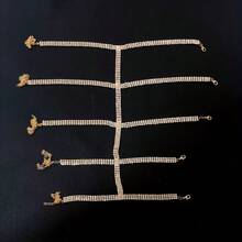 1 pieza Cadena de Body de cristal sexy de múltiples filas para playa de verano, cadena de Body personalizada para mujeres - Dorado - Ver 3
