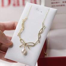 DARA 1 chiếc vòng cổ nơ ngọc trai nước ngọt màu vàng sâm panh thời trang, thích hợp cho nữ giới đeo hàng ngày, kèm hộp quà tặng chất lượng cao. - Rượu sâm banh - Xem 7