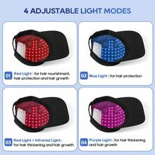 Wireless Red Light Laser Cap For Hair Growth - USB Rechargeable, Wireless Red Light Therapy For Men & Women, Hair Loss Treatment, Hair Root Strengthening, Modern Design, Highquality Light Emission - Black - View 8