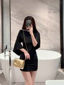 1pc European And American Fashion Metal Decor Mini Box Clutch Bag, Shiny Metal Bar Inserted Elegant Luxury Metallic Handbag For Evening Dress, Party, Wedding, Prom, Gala, Includes Metal Chain - Gold - View 12