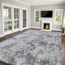 Rectangular Shaggy Rugs Living Room, Grey Large Rugs For Living Room, Soft And Fluffy Area Rugs For Bedroom, Durable And Easy To Clean Modern Home Decor, Atmosphere High End Decorative Carpet. - Tie-dye Light Gray - View 10