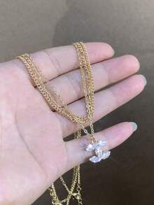 Bộ 2 dây chuyền mặt dây chuyền đá Cubic Zirconia thời trang, thanh lịch và quyến rũ, phù hợp cho phụ nữ đeo hàng ngày. - Nhiều màu - Xem 6