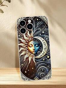 1 funda para teléfono con diseño de sol y luna con cara de estilo minimalista, transparente, resistente a golpes, alta transparencia, estilo cósmico y místico, compatible con Apple, compatible con Apple 16/15/14/13/12/11/Pro/ProMax, Galaxy A34/A35/A54/A55, S20/S21/S22/S23/S24 Ultra/Plus, Moto/Galaxy/Redmi/Honor/OPPO, agarre cómodo, regalo de fiesta para amigos, novia, novio, familia, teléfonos móviles, bolsos, accesorios para móviles, fundas para teléfonos, decoración de habitaciones, accesorios, fundas transparentes para teléfonos, verano, correas para teléfonos, fundas para teléfonos de hombre, fundas negras para teléfonos, fundas rosas para teléfonos, funda para móvil para hombre, funda para móvil para mujer, protección para teléfonos móviles, accesorios de playa - Estilo (1 pieza) - Ver 2