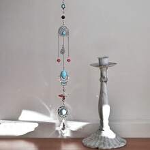1pc Turquoise Crystal Suncatcher, Shiny Rainbow Maker, Hanging Window Prism, Home Decor, Party Decoration - 1pc - View 9