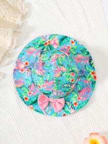 Set de 3 piezas de camiseta de tirantes, bralette y pantaleta con estampado a cuadros lindo y casual para bebé/niña pequeña con gorro - Multicolor - Ver 9