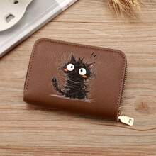 Ví đựng tiền xu bằng da mềm màu đen hiệu Niche Hàn Quốc, ví đựng thẻ hai lớp bằng da PU dành cho nữ, ví đựng thẻ có khóa kéo, dung lượng lớn, ví đựng bằng lái xe. - Nhiều màu - Xem 3