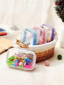 Travel Home Zipper Storage Box, Cosmetics Desktop Hard Bag, Cleaning Storage Bag,Spacious Cosmetic Pouch For Storing Makeup Brushes, Lipsticks, Skincare Products & Small Accessories, Wedding Bridesmaid Gifts,Sending Birthday Gifts To Family, Friends, Teachers, Wedding Season,Spring Garden Party, Mother's Day, Father's Day, Independence Day, Interior Decoration, Graduation Party - Multicolor - View 2