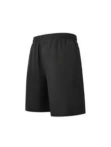 1pc Men's Black Lightweight Breathable Shorts, Men's Beach Shorts With Side Pockets, Letter Print, Drawstring Waist, Casual Vacation Style, Machine Washable, Soft Skin-Friendly Fabric, Summer Daily Beach Wear - Black - View 5