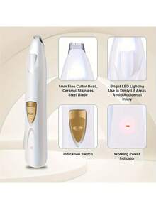 Máy cắt móng vuốt điện cho chó và mèo có đèn LED, máy tỉa lông chó chuyên nghiệp sạc USB, máy cạo lông chó mèo, mắt, mặt, tai cho thú cưng, dung lượng pin 400mAh. - Xem 7